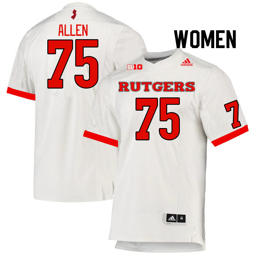 Women #75 Jacob Allen Rutgers Scarlet Knights College Football Jerseys Stitched Sale-White